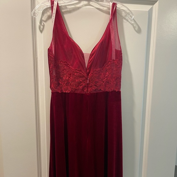 Azazie velvet maroon bridesmaid dress - Picture 2 of 2